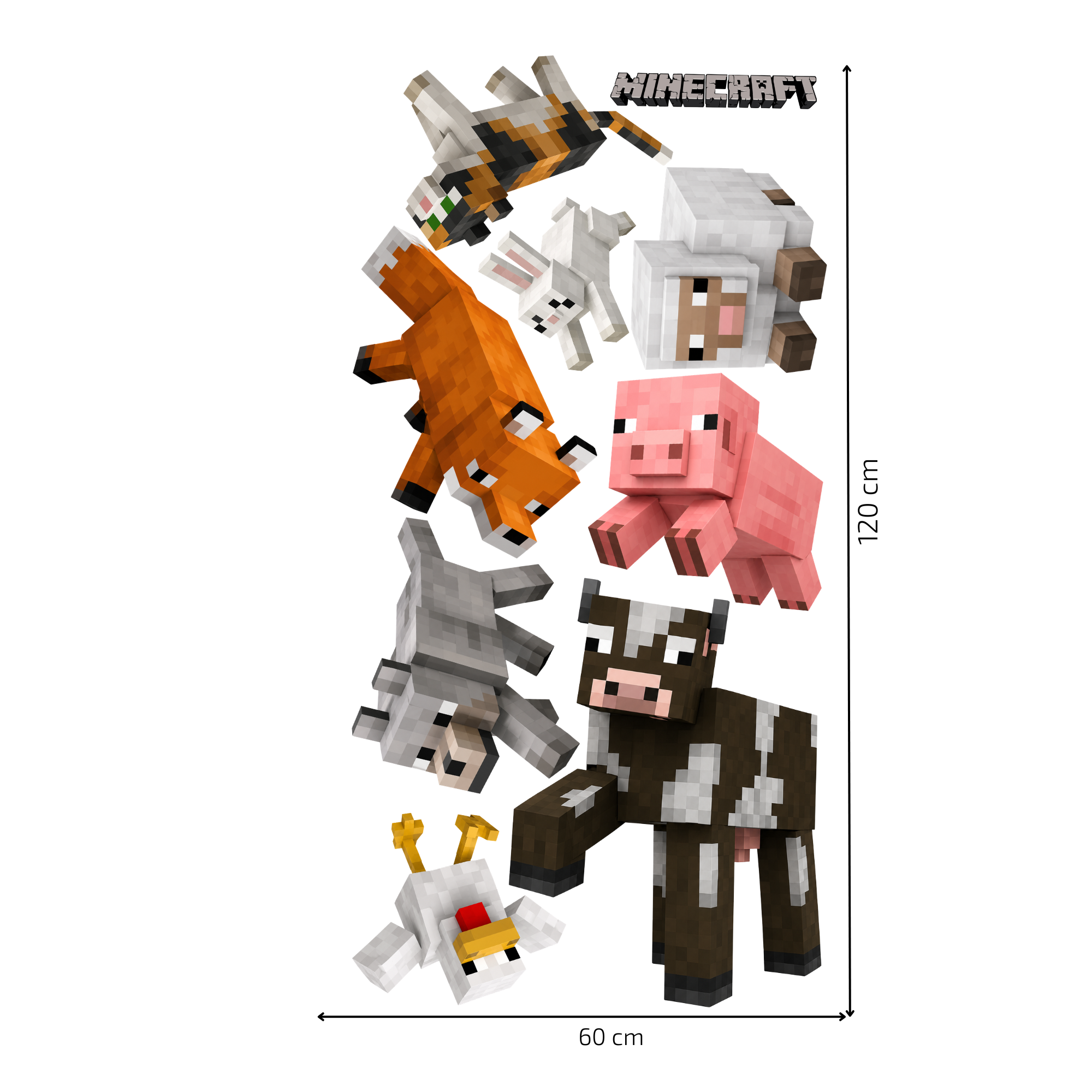 Textilná nálepka na stenu do detskej izby - Minecraft zvieratá